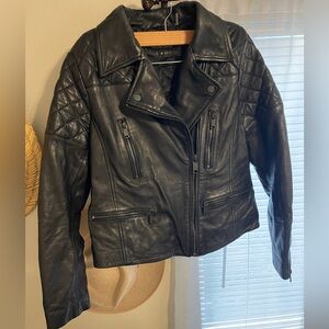 Wilsons Leather Quilted Moto Women's Jacket in black